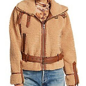 Alison Faux Shearling Moto Jacket (M)